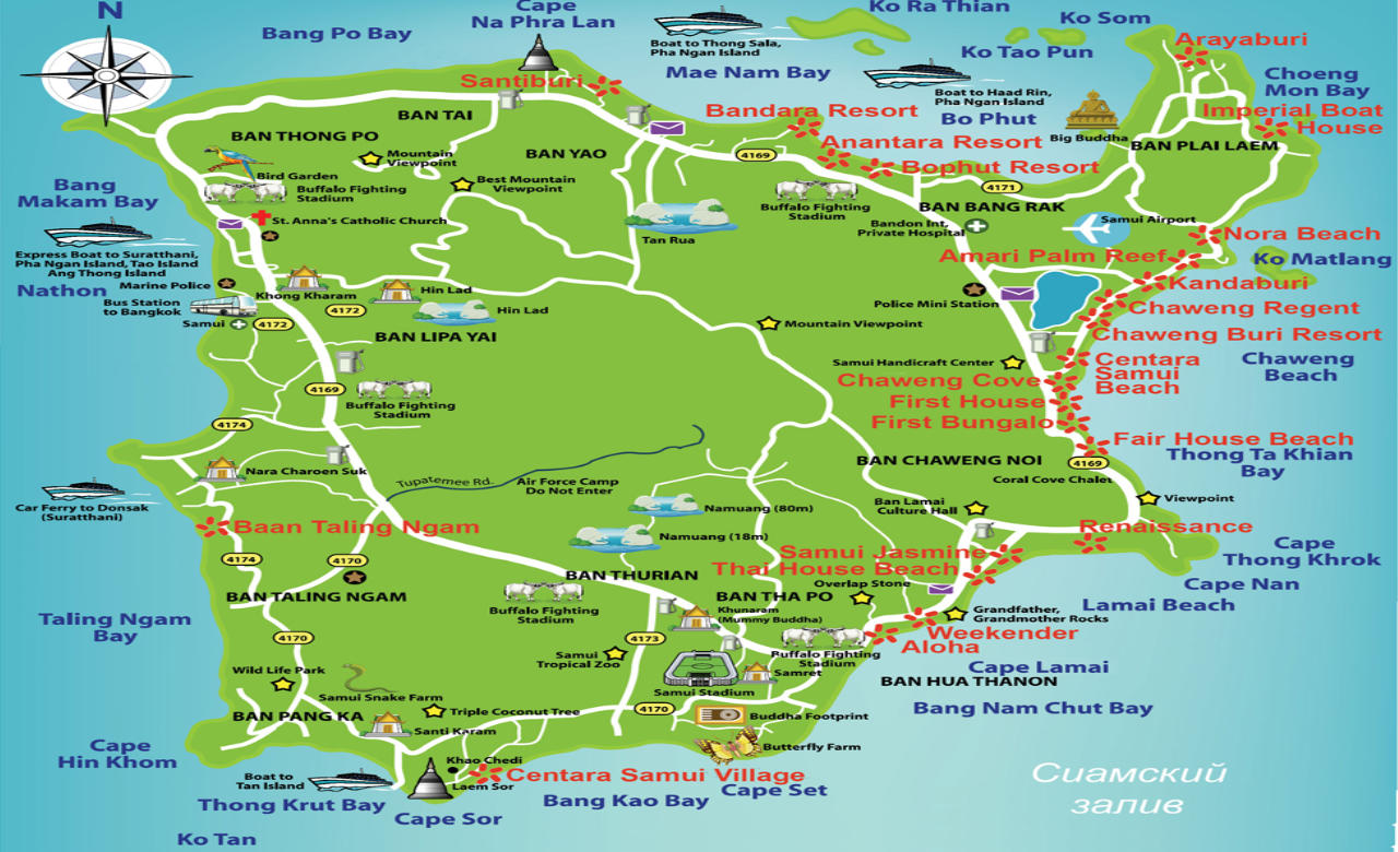 Koh Samui Island Map